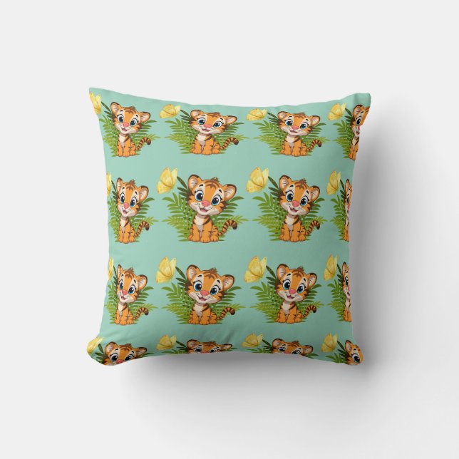 Cojín Decorativo  Little Tiger & Butterfly Throw Pillow (Anverso)