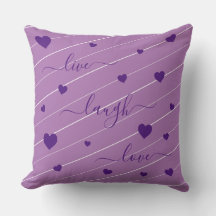 Cojín decorativo Live Laugh Love Purple Hearts
