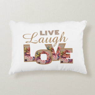 Cojín Decorativo Live, Laugh, Love Rustic Floral Letters
