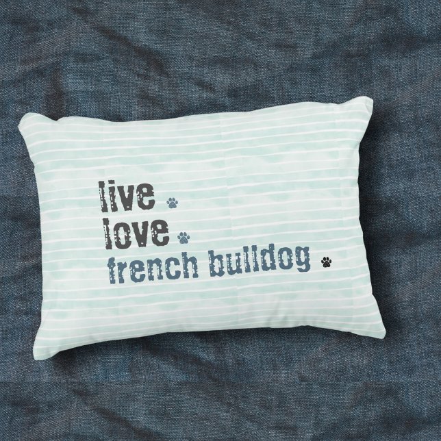 Cojín Decorativo Live Love Bulldog francés (French Bulldog lovers, this throw pillow is perfect to show off your favorite pup!)