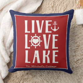 Cojín Decorativo Live Love Lake - Barco Náutico Día de San Valentín