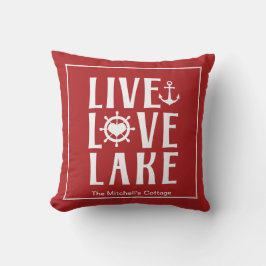 Cojín Decorativo Live Love Lake - Barco Náutico Día de San Valentín