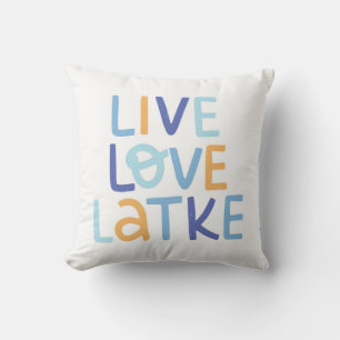 Cojín Decorativo Live Love Latke Hanukkah Design