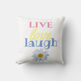 Cojín Decorativo Live Love Laugh divertido color tipo blanco