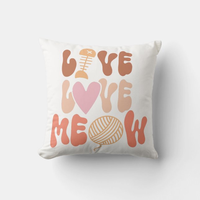 Cojín Decorativo Live Love Meow (Anverso)