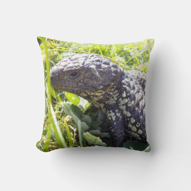 Cojín Decorativo Lizard de lengua azul australiana, Cushion salón. (Anverso)
