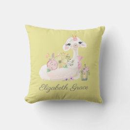Cojín Decorativo Llama amarillo y blanco con flores bebé