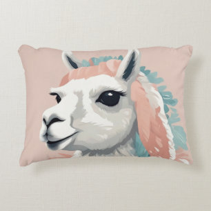 Cojín Decorativo Llama cuta con una piel colorida en la cabeza