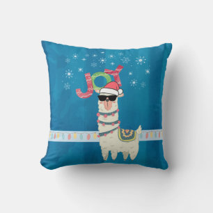 Cojín Decorativo Llama Guay en Santa Hat con Navidades de copas de