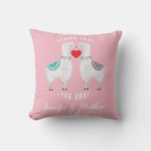 Cojín Decorativo Llama Love You Babe Nombres de Parejas Personaliza