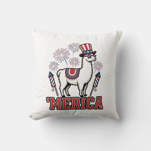 Cojín Decorativo Llama Patriótico Merica Diseño Vector Vintage_1