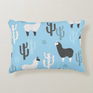 Cojín Decorativo Llama y cactus, lindo patrón.