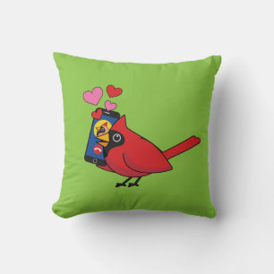Cojín Decorativo Llamadas de amor de apareamiento de pájaros carden