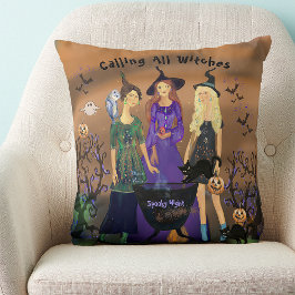 Cojín Decorativo Llamando a todas las brujas Halloween Cumpleaños