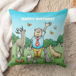 Cojín Decorativo Llamando a todos los animales de la fiesta de cump