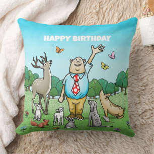 Cojín Decorativo Llamando a todos los animales de la fiesta de cump