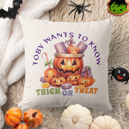 Cojín Decorativo Llamar o tratar a niños fantasmagóricos dulces de 