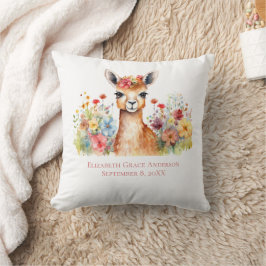 Cojín Decorativo Llamas Personalizadas Flores Silvestres Acuarela B