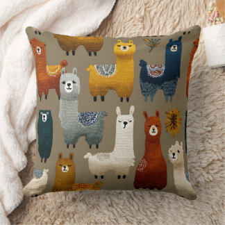 Cojín Decorativo Llamas Y Alpacas Coloridas Se Mezclan