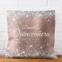 Llamativa Rosa de Oro con Purpurina Plateada Quinc