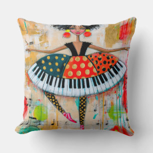 Cojín Decorativo Llave de Piano Música Bailarina Caprichosa