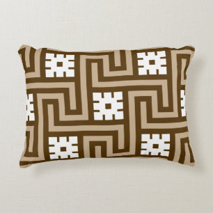 Cojín Decorativo Llave griega deca, taupe Tan y marrón