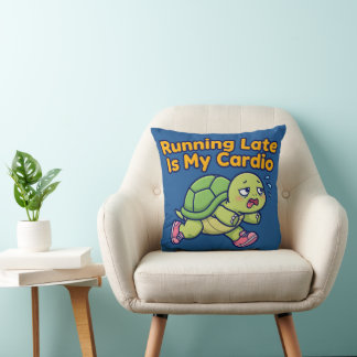 Cojín Decorativo Llegar Tarde Es Mi Cardio: Edición Tortuga Sudoros