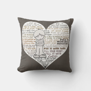 Cojín Decorativo Llena tu corazón-Marrón oscuro