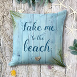 Cojín Decorativo Llévame a la playa Luz Azul Costera Rustica Madera<br><div class="desc">Mantén tus recuerdos de verano cerca de tu corazón todo el año con esta madera azul claro de playa con cuerda náutica, corazón de coral y almohada de hierba marina costera. Relájese y prepárese para ser transportado de vuelta a su lugar más feliz. ¡Un gran regalo para un amigo, así...</div>