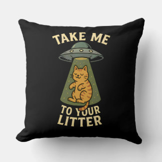 Cojín Decorativo Llévame A Tu Camada Chiste Divertido De Gato Alien