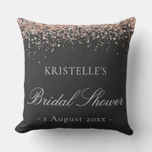 Cojín Decorativo Lluvia de Glitter Rosa Negro Despedida de Soltera