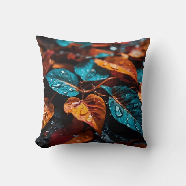 Cojín Decorativo "Lluvia otoñal: Vibrantes hojas caídas" (Anverso)