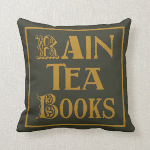 Cojín Decorativo "Lluvia, té, libros", antiguo diseño de estilo ing