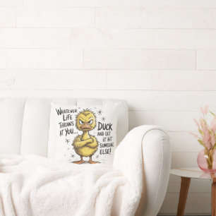 Cojín Decorativo Lo Que La Vida Te Arroje Pato Cita Divertida