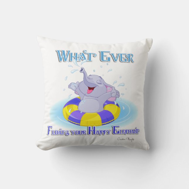 Cojín Decorativo Lo que sea que flote tu elefante feliz (Anverso)