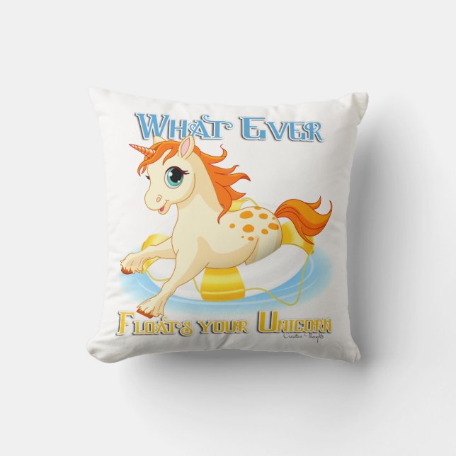Cojín Decorativo Lo que sea que flote tu unicornio (Anverso)