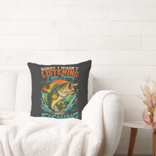 Cojín Decorativo Lo siento, estaba pensando en la pesca
