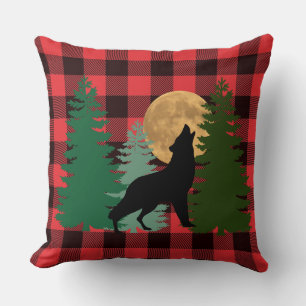 Cojín Decorativo Lobo Aullando Luna Llena