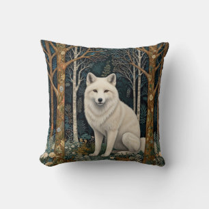 Cojín Decorativo Lobo blanco vintage boho bosque forestal