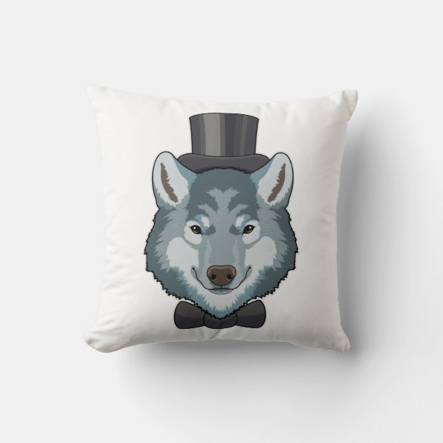 Cojín Decorativo Lobo como novio con lazo (Anverso)