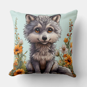 Cojín Decorativo Lobo de dibujos animados adorable