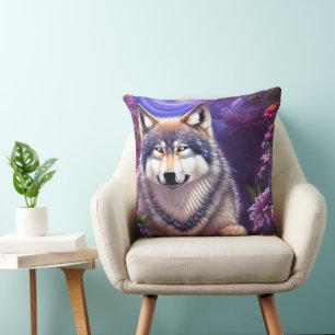 Cojín Decorativo Lobo de Howl Floral de medianoche