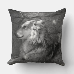 Cojín Decorativo Lobo en blanco y negro