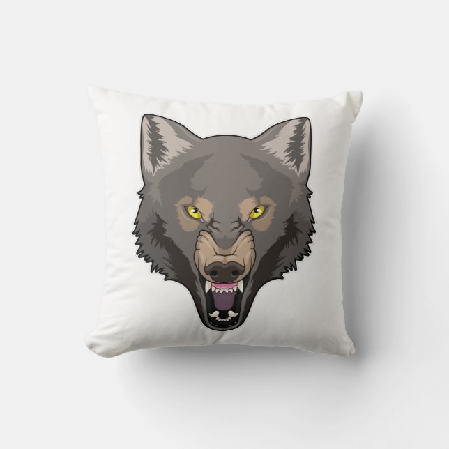 Cojín Decorativo Lobo enojado (Anverso)