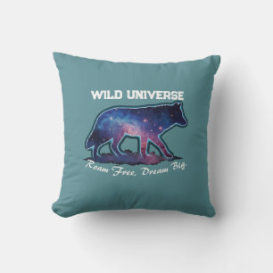 Cojín Decorativo Lobo Galaxia Silueta Solitaria (universo salvaje)