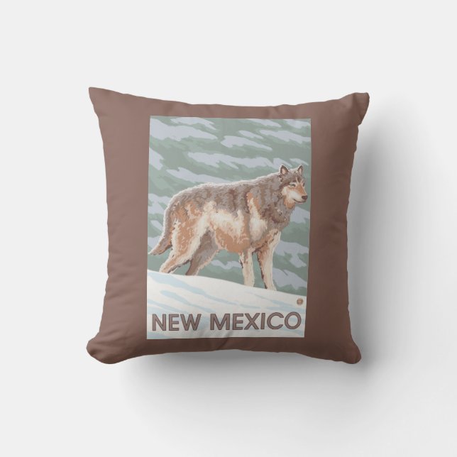 Cojín Decorativo Lobo gris StandingNew México (Anverso)