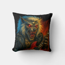 Lobo Metalizado pesado tocando guitarra