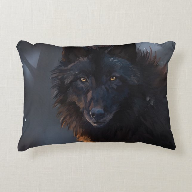 Cojín Decorativo Lobo negro (Anverso)