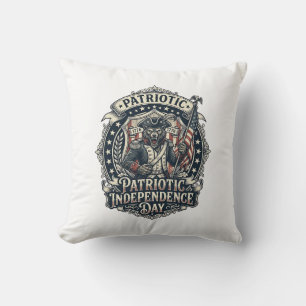 Cojín Decorativo Lobo Patriota Patriótico Horror Monstruo Patriota 