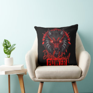 Cojín Decorativo Lobo rojo estilizado   Poderoso arte de Howl Oscur
